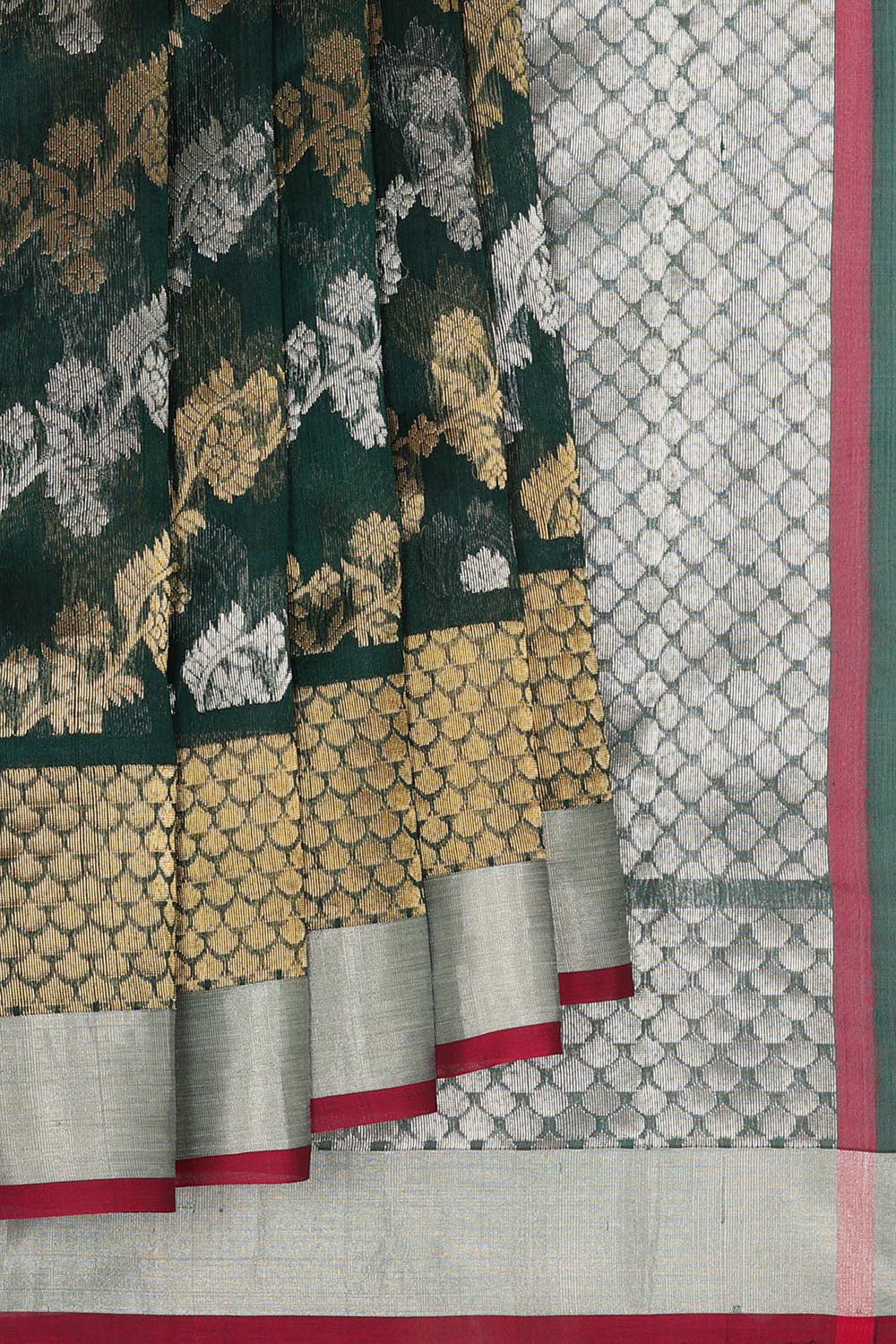 Image of Chanderi Bottle Green Saree